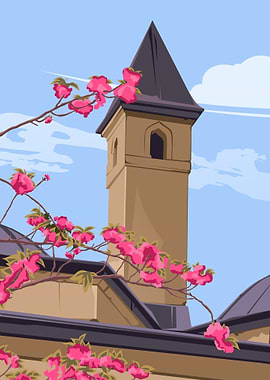 Flower and Building