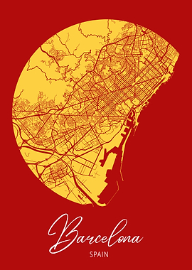 Barcelona City Map Spain
