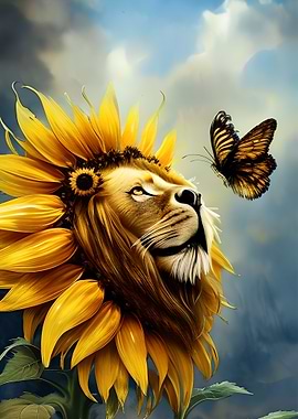 Lion Sunflower Butterfly