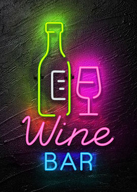 Wine bar Neon food sign