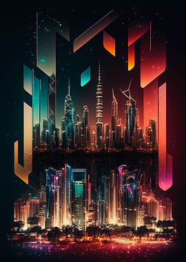 colorful skyline city