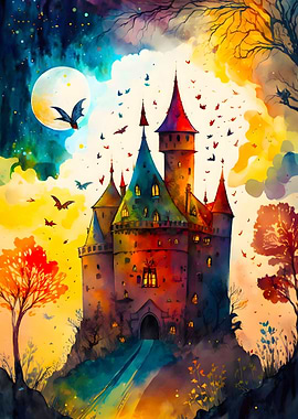 Castle Watercolor Fantasy