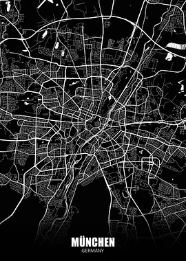 Munchen Germany Dark Map