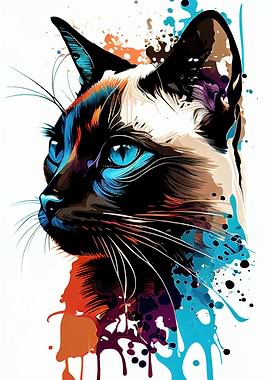 Colorful Siamese Cute Cat