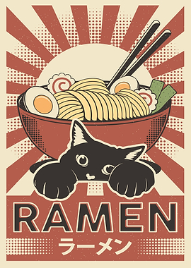 Cat and Japanese Ramen