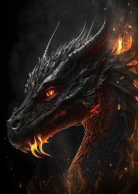 fire angry black dragon