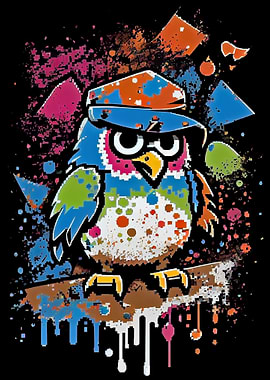Colorful 8 Bit Owl
