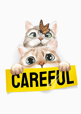 Cute cats with butterfly