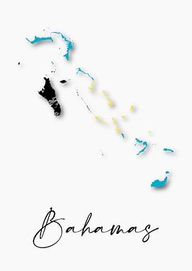 Bahamas Country Map Flag