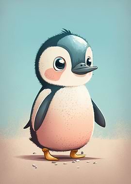 Cute penguin on a blue bac
