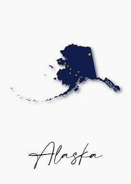 Alaska State Map Flag