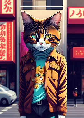 Trendy Anime Cat in Tokyo
