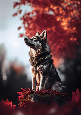 Wolf in autumn forest