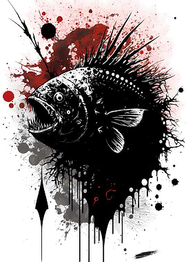Angler Fish Ink Painting