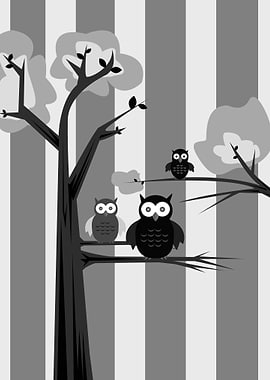 Black White Owls