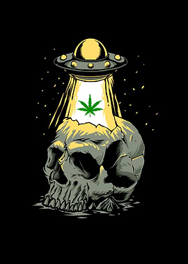 ufo smokes weed on skull