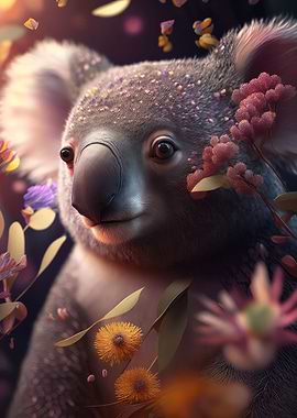 Floral Flowers Koala