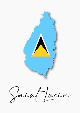 Saint Lucia Map Flag