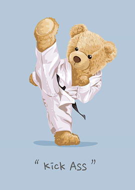 Bear doll doing high kick