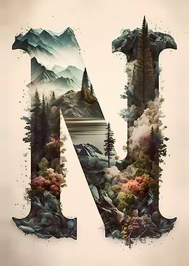 Letter N Double Exposure