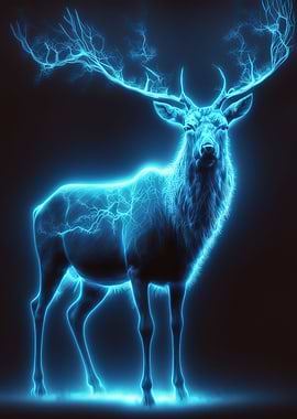 Blue Deer Glowing