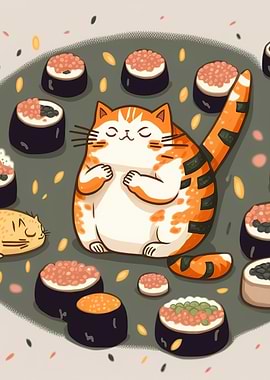 sushi cat chef japan