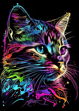 Colorful Cat Cute Feline