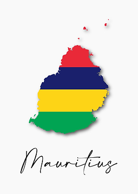 Mauritius Country Map Flag