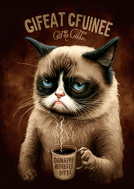 cat drinking coffee