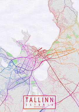 Tallinn City Map Colorful