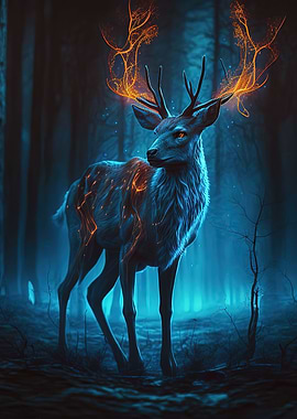 Blue Deer Glowing