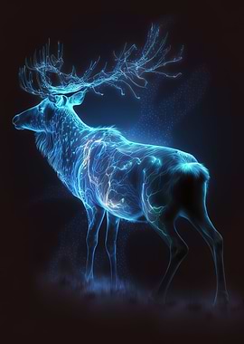 Blue Deer Glowing