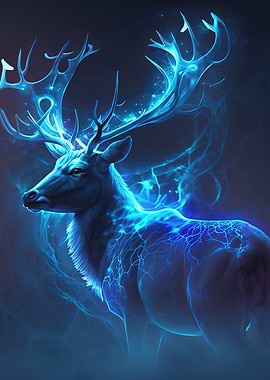 Blue Deer Glowing