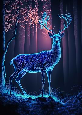 Blue Deer Glowing
