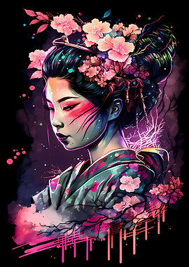 Geisha Neon Cherry Blossom