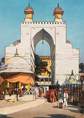 Ukiyo e High Gate In Ajmer