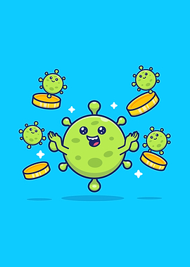 Cute Virus With Coin Money