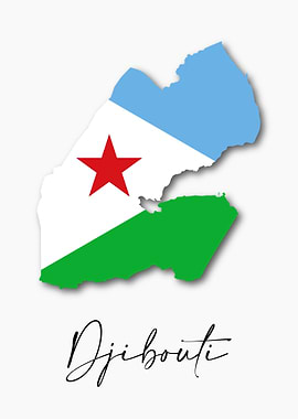 Djibouti Country Map Flag