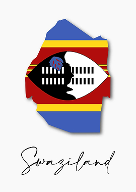 Swaziland Country Map Flag