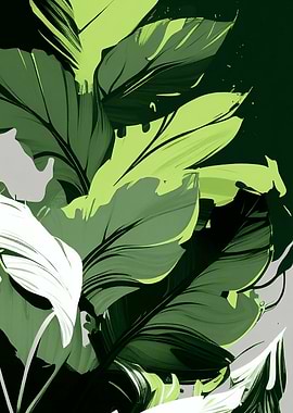 Abstract Green Leaves