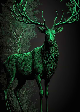 Blue Deer Glowing