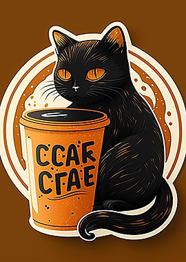 cat drinking coffee