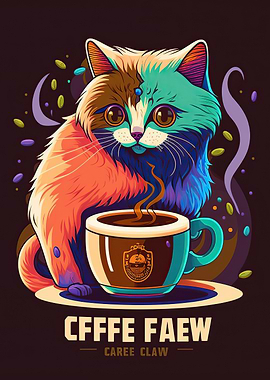 cat drinking coffee