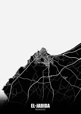 El Jadida Morocco Dark Map