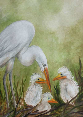 Mama Bird and Babies