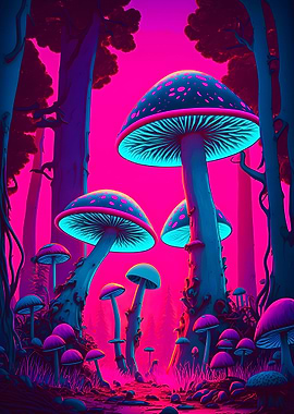Trippy Magic Mushrooms Art