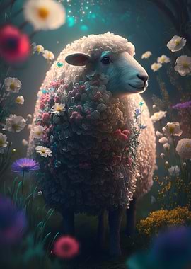 Cute Floral Sheep