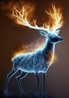 Blue Deer Glowing