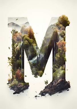 Letter M Double Exposure