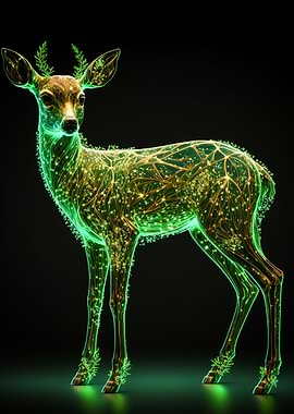 Blue Deer Glowing